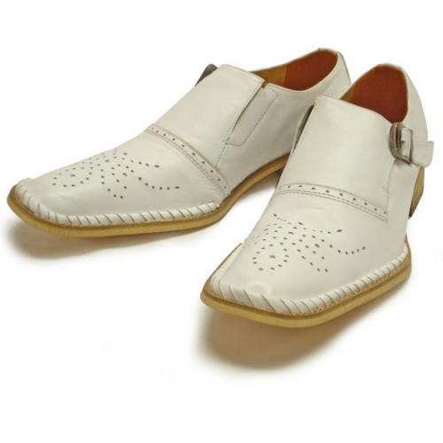 Fiesso  White Design Genuine Leather Loafer Shoes FI6157
